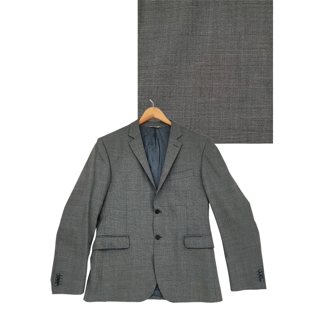 Vtg Pierre Balmain Blazer 44R Mens Gray Glen Check Plaid Wool Sport Coat Italian